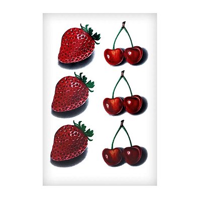 Cartela De Tatuagens Temporárias Frutas 15 X 10 Cm