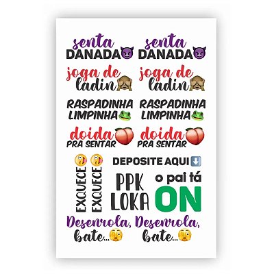 Sexy Tatoo Cartela De Tatuagens Temporárias Senta Danada 15 X 10 Cm