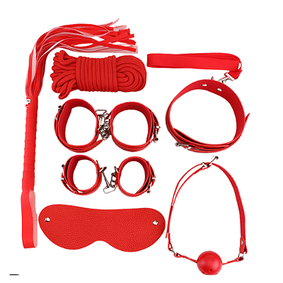 Kit bondage com 8 peças VERMELHA
