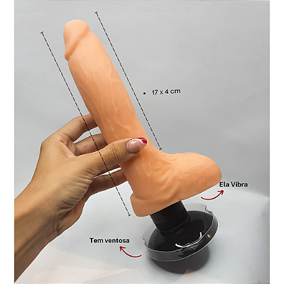 Prótese Vibratória com Ventosa e Escroto 18x4cm