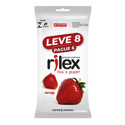 Preservativo Lubrificado com Aroma de Morango Leve 8 Pague 6 Rilex