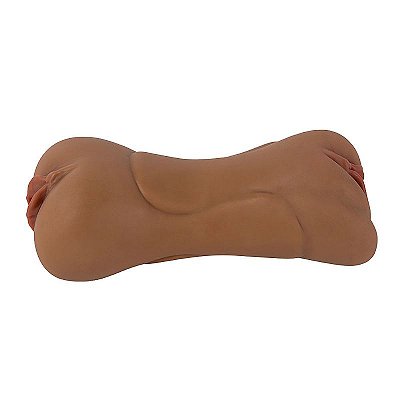Masturbador Masculino Boca e Vagina Em Cyberskin 18x5cm MARROM