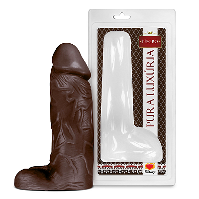 Prótese Com Escroto Maciço NEGRO - 23,2cm X 7,3cm