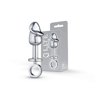 Plug Lite Prata Formato Pênis com Dedal em ABS