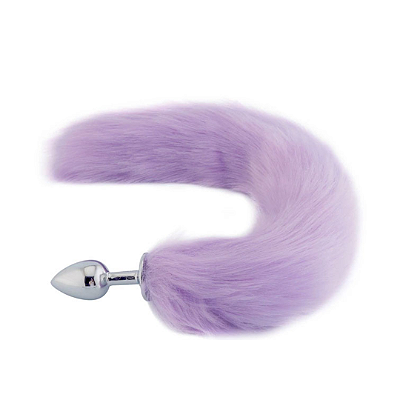Plug Anal em Aluminio 7cm com Cauda Lilas TAMANHO P