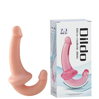 Prótese  Penetrador Strapless com Plug Vaginal BEGE