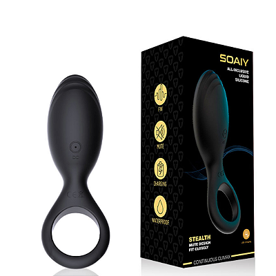 Anel Peniano SOAIY COCK RING Recarregável com Estimulador Clitoriano Possui 7 Modos de Vibração
