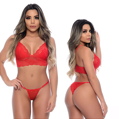 Conjunto Suspiro em Renda s/ Bojo Regulável