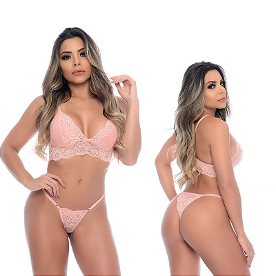 Conjunto Suspiro em Renda s/ Bojo Regulável ROSE