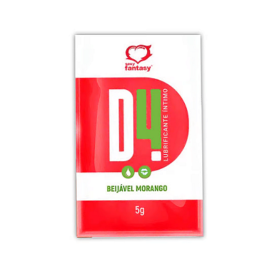 D4 Sachê de Lubrificante Beijável Sabor Morango com 5g