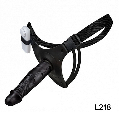 Cinta Peniana com Prótese e Vibrador 16 X 3,5cm - PRETO