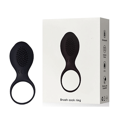 Anel Peniano Recarregável com Saliências Estimuladoras, Possui 10 Modos de Vibração – BRUSH COCK RING