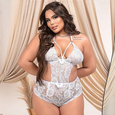 Body Luane Plus Size Em Renda Sem Bojo