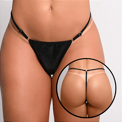 Calcinha String de Paetê PRETA (Tamanho M)