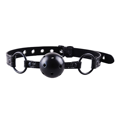 Mordaça de Bola com Acabamento Brilhante em Alto Relevo PRETA