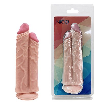 Protése Dupla com Ventosa, Possui Veias e Glandes Salientes – GOOD VIBE TOYS