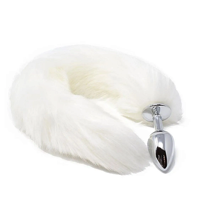 Plug Anal TAMANHO M em Metal com Cauda Branca