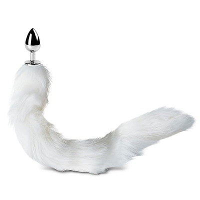 Plug Anal TAMANHO G em Metal com Cauda Branca