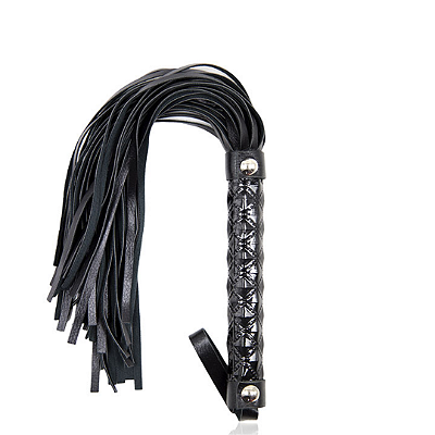 Chicote com Franja, Acabamento Brilhante em Alto Relevo e Alça para Punho PRETO