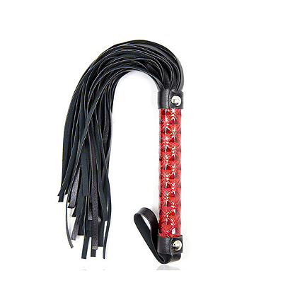 Chicote com Franja, Acabamento Brilhante em Alto Relevo e Alça para Punho VERMELHA