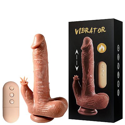 Prótese 22×4 cm Recarregável Vai e Vem com Estimulador Clitoriano – VIBRATOR WE LOVE