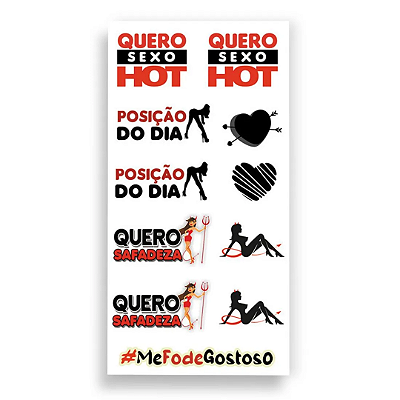 Cartela de Tatuagem Adesiva Temporaria Quero Sexo Hot 19 x 9 cm Luvi