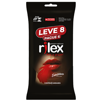 Preservativo Lubrificado Extra Fino Sensitive Leve 8 Pague 6 Rilex