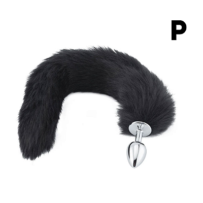 Plug Anal em Aluminio TAMANHO P 7cm com Cauda Preta