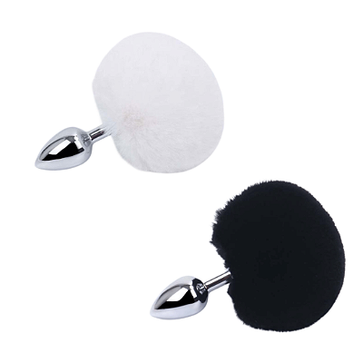 Plug Anal em Metal 8 cm com Pompom TAMANHO G