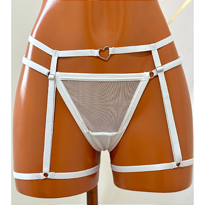 Cinta Liga Argola Coracao Branca (NÃO ACOMPANHA CALCINHA)