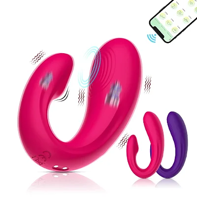 Vibrador de Casal Formato U - Via Aplicativo - Recarregável