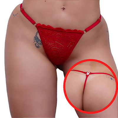 Calcinha Fio Dental COELHO PLAYBOY Neon VERMELHA