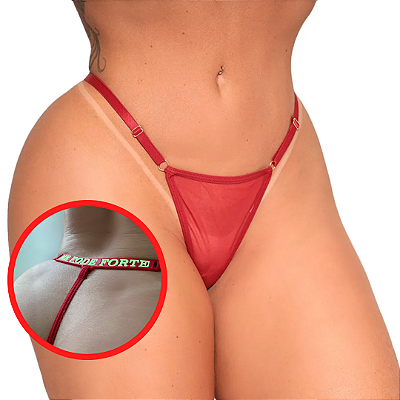 Calcinha Fio Dental ME FODE FORTE Neon VERMELHA