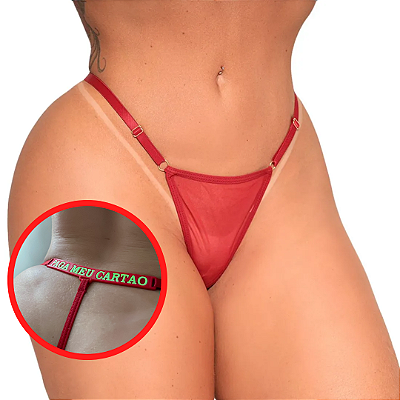 Calcinha Fio Dental PAGA MEU CARTAO Brilha No Escuro VERMELHA
