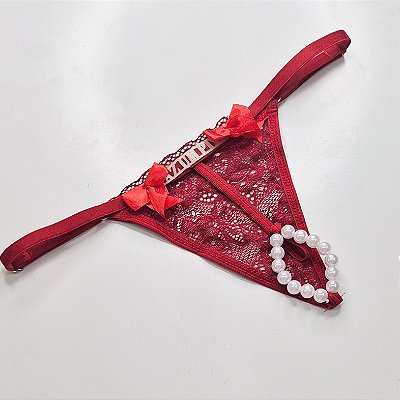 Calcinha Tailandesa em Fio com Nome Atras FAZ UM PIX - Vermelha