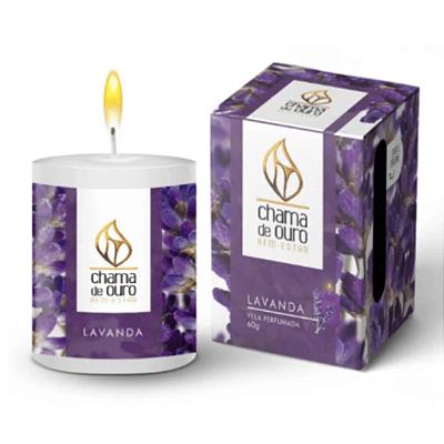 Vela LAVANDA Para Ambiente Perfume de Longa Duração Chama de Ouro 60g