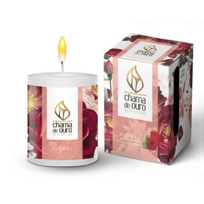 Vela FLORAL Para Ambiente Perfume de Longa Duração Chama de Ouro 60g