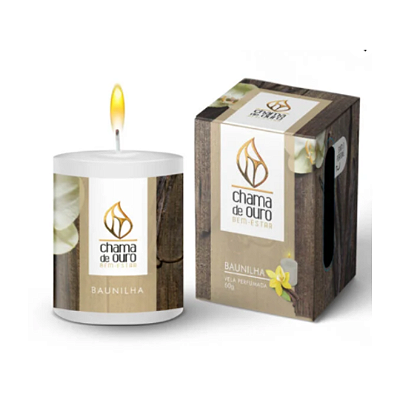 Vela Baunilha Para Ambiente Perfume de Longa Duração Chama de Ouro 60g