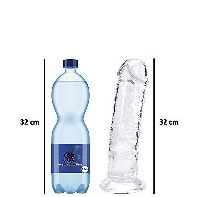 Prótese Translucida Grossona 32x6x8cm com Veias Salientes, Glande e Ventosa