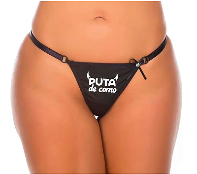 Calcinha Fio Dental Puta De Corno Preta