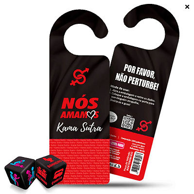 Aviso De Porta Kama Sutra Hétero com 2 Dados