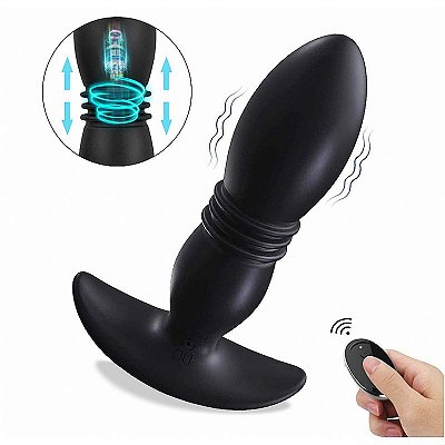 Vibrador Plug Anal Vai e Vem com Controle Remoto