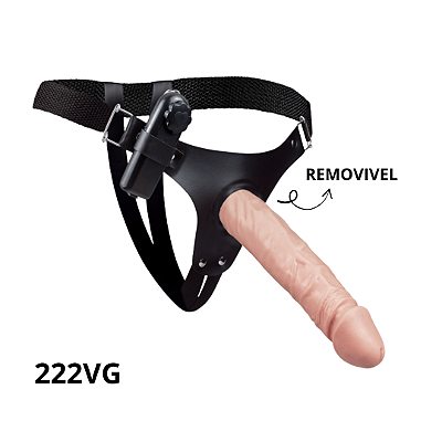 Kit Cinta Com Prótese Maçiça de 19 x 3,8cm com VIBRADOR