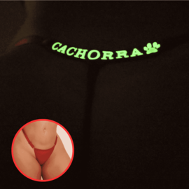 Calcinha CACHORRA com Simbolo que Brilha no Escuro Vermellha