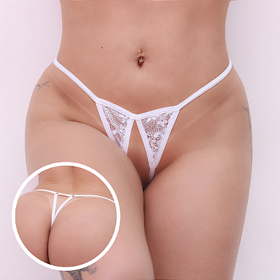 Calcinha Trepadeira Aberta na Frente BRANCO