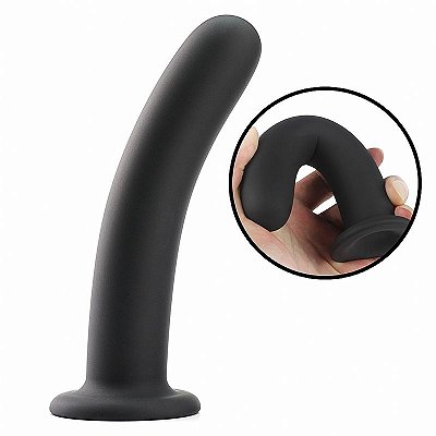 Dildo Reto com Ventosa 15x3cm - PRETO