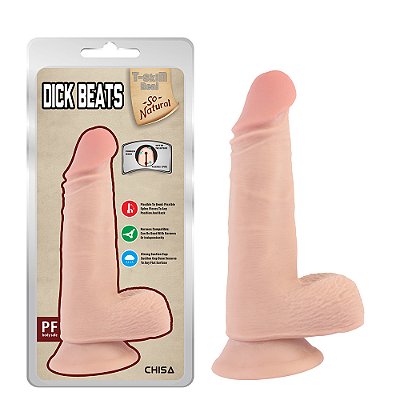 Prótese Realística em Cyberskin 16x4cm com Escroto, Veias, Glande e Ventosa – CHISA DICK BEATS