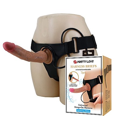 Cinta Peniana com Base Lisa e Pênis Realístico 21,5x4cm com Veias Salientes e Ventosa –  KYTON