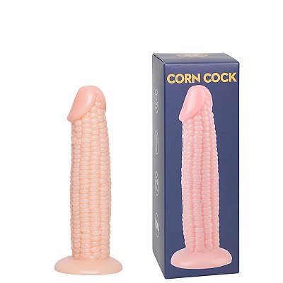 Prótese 18,5x4cm com Ventosa, Glande Lisa e Textura Semelhante a uma Espiga de Milho