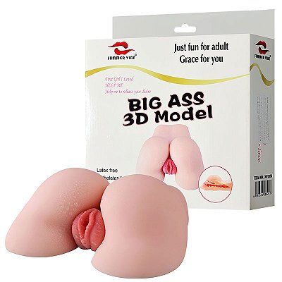 Masturbador Bumbum Feminino 20x21x6,5cm com Vagina com Lábios Pequenos e Ânus